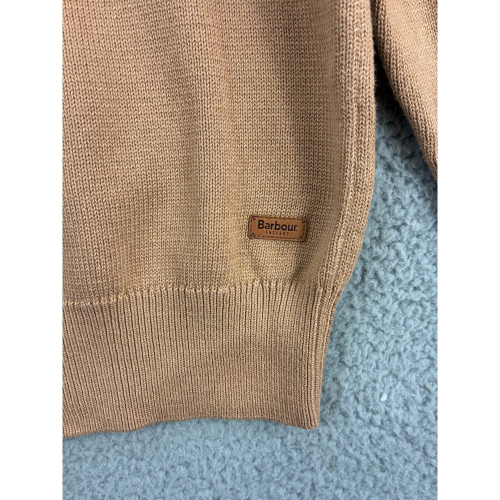 Barbour Mock Neck Button Sweater Men's Size Large Tan Beige Pullover Knit Casual - Picture 4 of 12